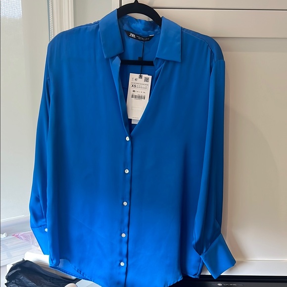 Zara Tops - Zara Royal Blue Long Sleeve Shirt